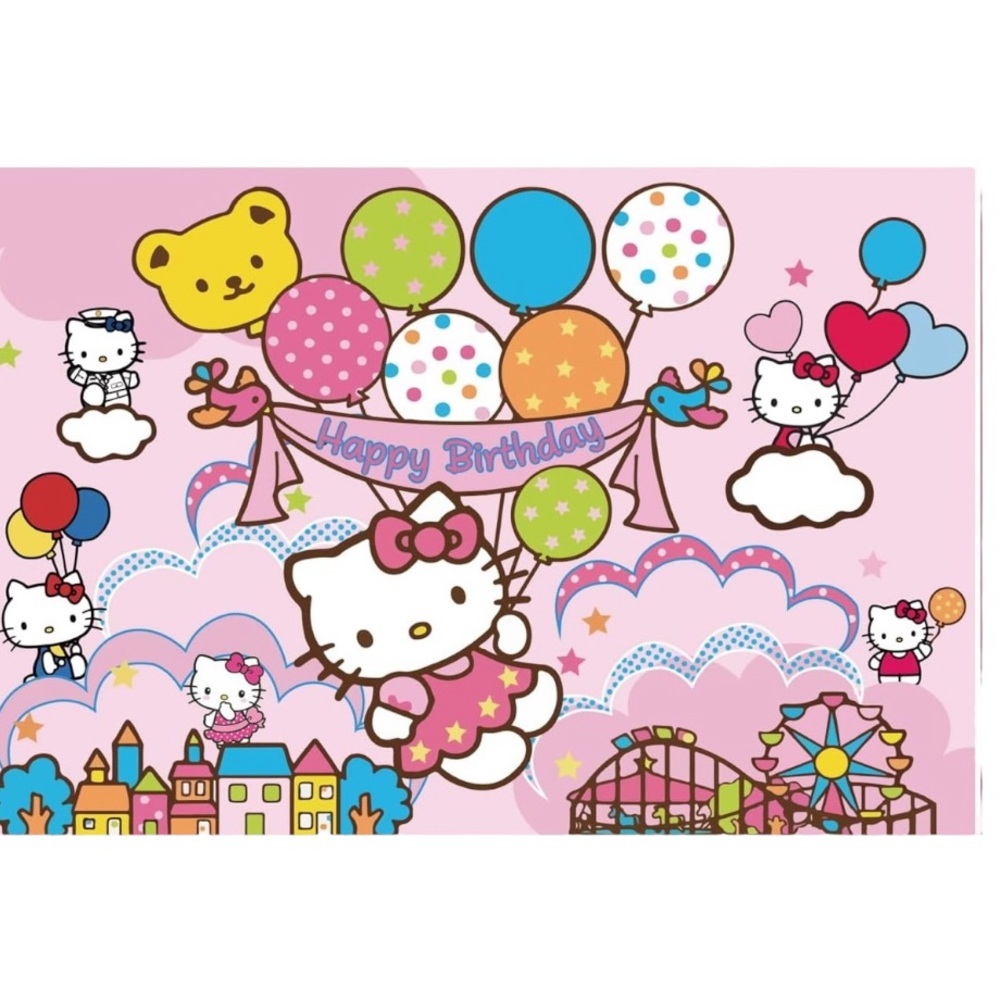 Hello Kitty Pink Birthday Party Banner 5X3 ft Happy Birthday Backdrop
